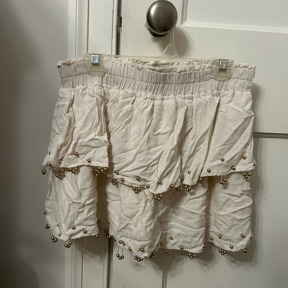 Blush Noir Beaded Cream Skirt XS